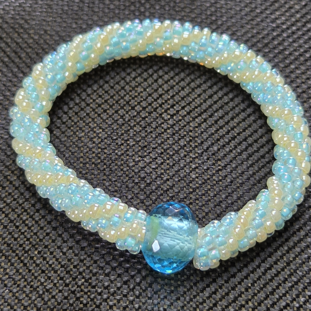 Bangle Bracelet - Light Blue Stripe
